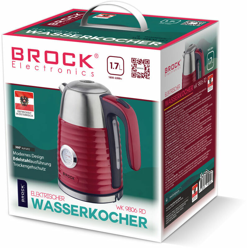 WK 9806 RD Wasserkocher Edelstahl 1,7L