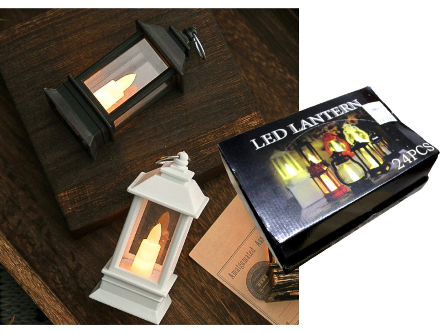MINI LED Laterne rechteckig 9x4,5x4,5 cm, schwarz