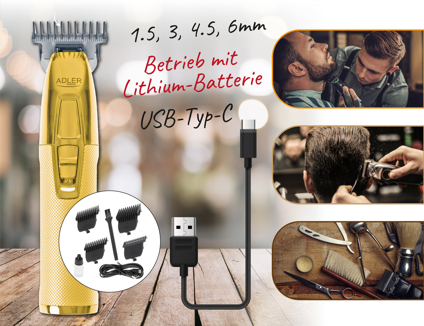 AD 2836g Professioneller Haarschneider / Bartschneider - USB