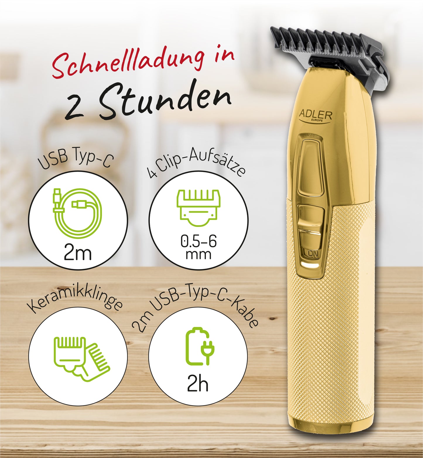 AD 2836g Professioneller Haarschneider / Bartschneider - USB