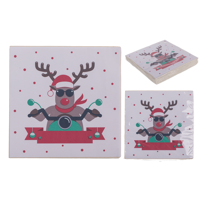 Papier-Servietten, Biking Santa Deer