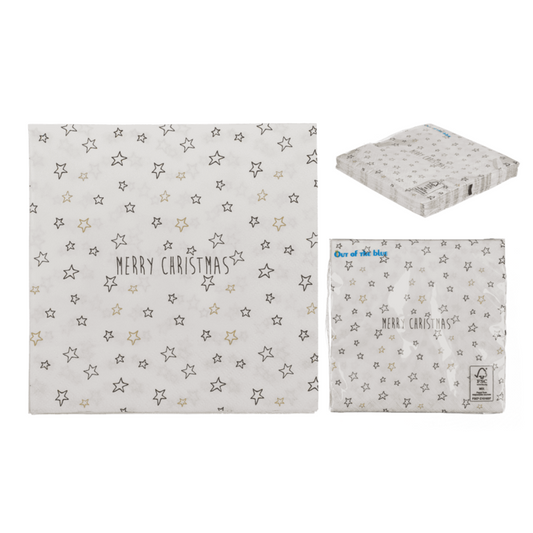 Papier-Servietten, Merry Christmas, mit Sternen